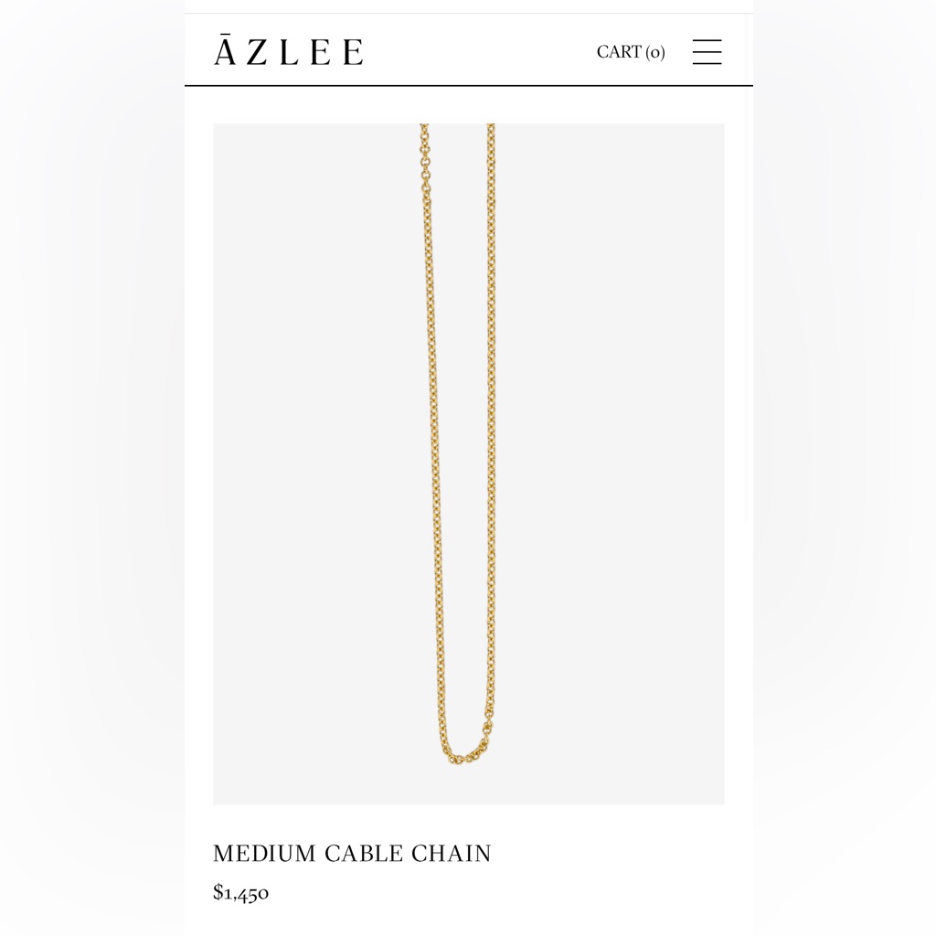 18k Yellow Gold Designer Azlee Cable Chain
